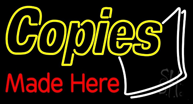Sign Store N105-4347-clear 37 x 1 x 20 in. Copies Made Here Neon Sign - Yellow- Red And White