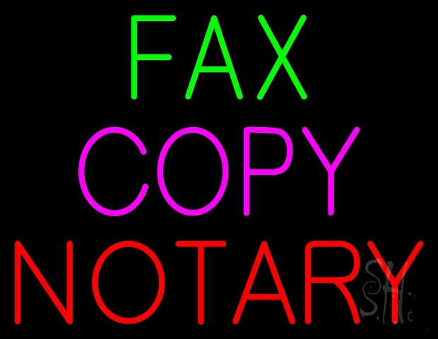 Sign Store N105-4373-clear 31 x 1 x 24 in. Fax Copy Notary Neon Sign - Green- Pink And Red