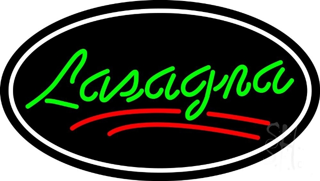 Sign Store N105-4397-clear 30 x 1 x 17 in. Lasagna Oval Neon Sign - Green- White And Red