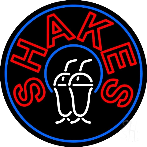 Sign Store N105-4420-clear 26 x 1 x 26 in. Double Stroke Shakes Circle Neon Sign - White- Red And Blue