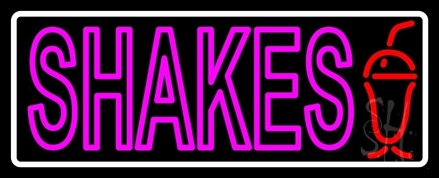 Sign Store N105-4422-clear 32 x 1 x 13 in. Double Stroke Shakes With Border Neon Sign - Pink- Red And White