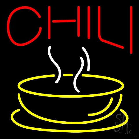 Sign Store N105-4428-clear 24 x 1 x 24 in. Chili With Bowl Logo Neon Sign - Red- Yellow And White