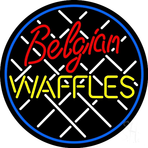 Sign Store N105-4452-clear 26 x 1 x 26 in. Belgian Waffles Circle Neon Sign - Red- Yellow- Blue And White -  The Sign Store