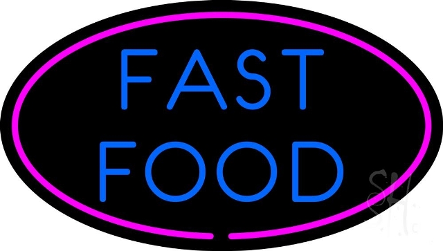 Sign Store N105-4461-clear 30 x 1 x 17 in. Fast Food Oval Neon Sign - Blue And Pink