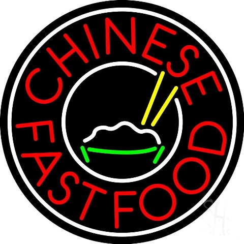 Sign Store N105-4475-clear 26 x 1 x 26 in. Chinese Fast Food Circle Neon Sign - Red And White