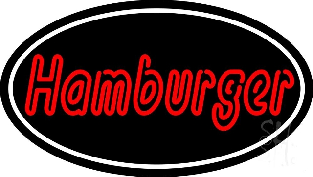 Sign Store N105-4491-clear 30 x 1 x 17 in. Double Stroke Hamburger Oval Neon Sign - Red And White