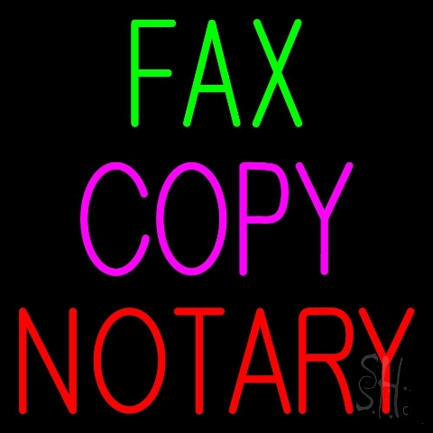 Sign Store N105-4508-clear 24 x 1 x 24 in. Fax Copy Notary Neon Sign - Green- Pink And Red