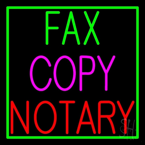Sign Store N105-4509-clear 24 x 1 x 24 in. Fax Copy Notary With Border Neon Sign - Green- Pink And Red