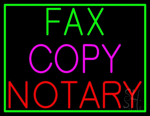 Sign Store N105-4510-clear 31 x 1 x 24 in. Fax Copy Notary With Border Neon Sign - Green- Pink And Red