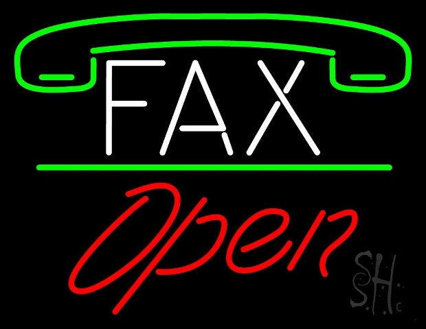 Sign Store N105-4530-clear 31 x 1 x 24 in. Fax With Logo Open Neon Sign - Green- White And Red