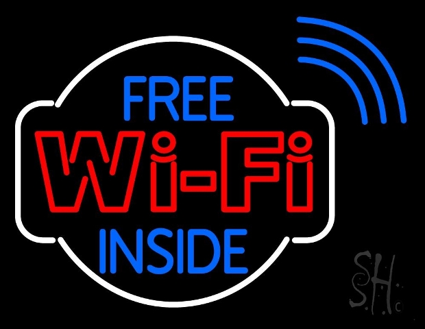 Sign Store N105-4540-clear 31 x 1 x 24 in. Free Wi-Fi Inside Neon Sign - Red- White And Blue