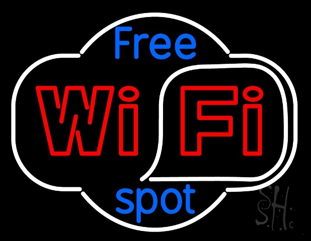 Sign Store N105-4542-clear 31 x 1 x 24 in. Free Wi-Fi Spot Neon Sign - Red- Blue And White