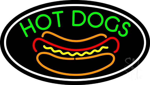Sign Store N105-4544-clear 30 x 1 x 17 in. Hot Dogs Oval Neon Sign - Red- Yellow- Orange- Green And White