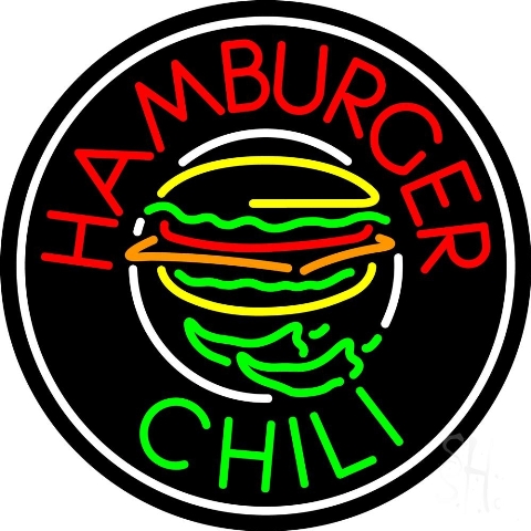 Sign Store N105-4547-clear 26 x 1 x 26 in. Hamburger Chili Circle Neon Sign - Red- Green And White
