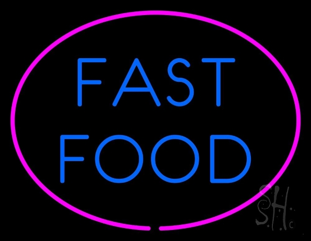 Sign Store N105-4595-clear 31 x 1 x 24 in. Fast Food Oval Neon Sign - Blue And Pink