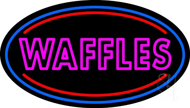 Sign Store N105-4597-clear 30 x 1 x 17 in. Double Stroke Waffles Oval Neon Sign - Red- Pink And Blue