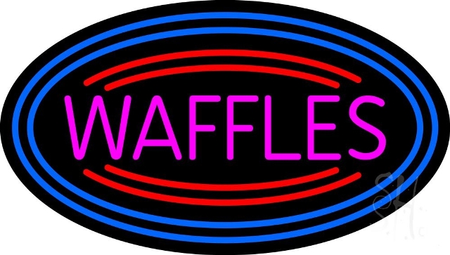 Sign Store N105-4600-clear 30 x 1 x 17 in. Waffles Oval Neon Sign - Pink- Blue And Red
