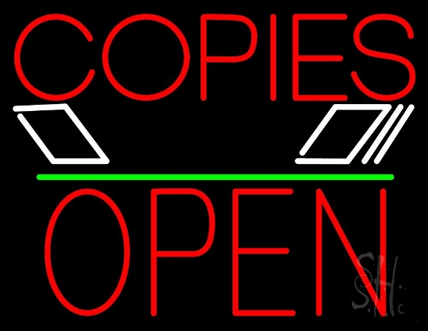 Sign Store N105-4606-clear 31 x 1 x 24 in. Copies Logo Open Neon Sign - Red- Green And White