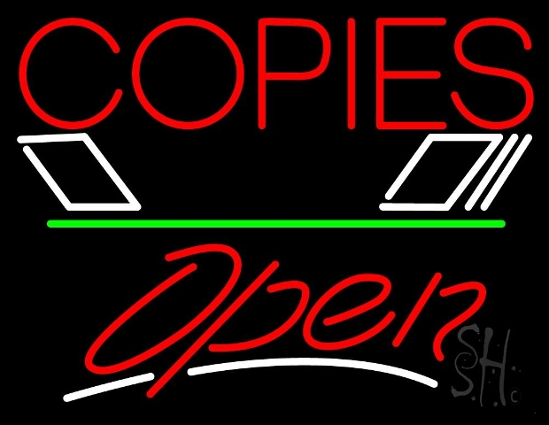 Sign Store N105-4608-clear 31 x 1 x 24 in. Copies Logo Open Neon Sign - Red- Green And White