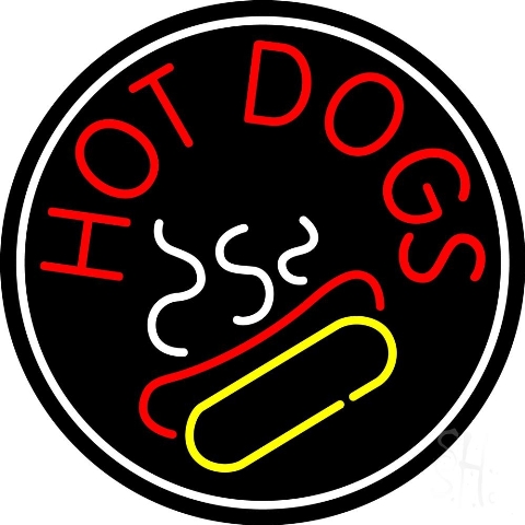 Sign Store N105-4613-clear 26 x 1 x 26 in. Hot Dogs Logo Circle Neon Sign - Red- Yellow And White