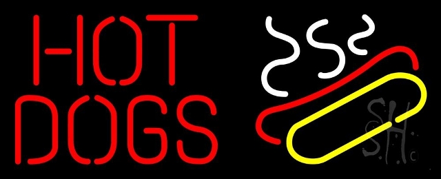 Sign Store N105-4614-clear 32 x 1 x 13 in. Hot Dogs Logo Neon Sign - Red- Yellow And White
