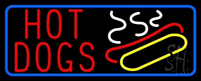 Sign Store N105-4615-clear 32 x 1 x 13 in. Hot Dogs Logo With Border Neon Sign - Red- Blue- White And Yellow