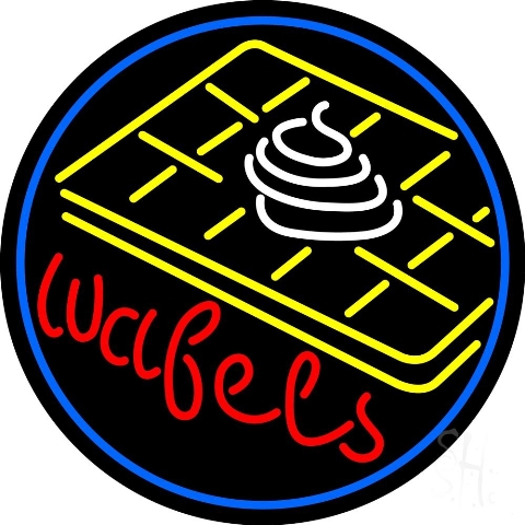 Sign Store N105-4624-clear 26 x 1 x 26 in. Waffles Circle Neon Sign - Red- Yellow- Blue And White