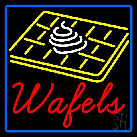 Sign Store N105-4625-clear 24 x 1 x 24 in. Waffles Border Neon Sign - Red- Yellow- Blue And White