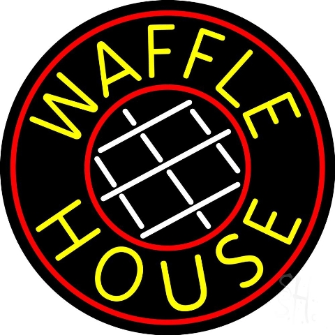 Sign Store N105-4628-clear 26 x 1 x 26 in. Waffle House Circle Neon Sign - Yellow- Red And White