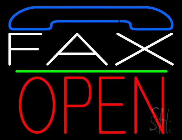 Sign Store N105-4639-clear 31 x 1 x 24 in. Fax With Logo Open Neon Sign - Blue- White- Red And Green