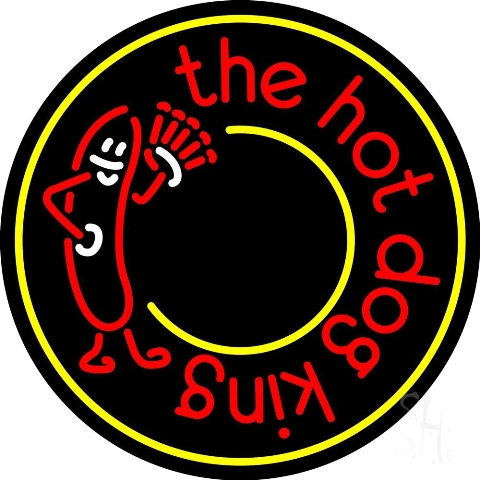 Sign Store N105-4658-clear 26 x 1 x 26 in. Circle The Hot Dog King Neon Sign - Red- Yellow And White