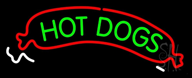 Sign Store N105-4679-clear 32 x 1 x 13 in. Hot Dogs Logo Neon Sign - Red- Green And White