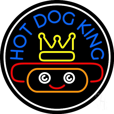 Sign Store N105-4683-clear 26 x 1 x 26 in. Hot Dog King Circle Neon Sign - Yellow- Orange- Red- White And Blue