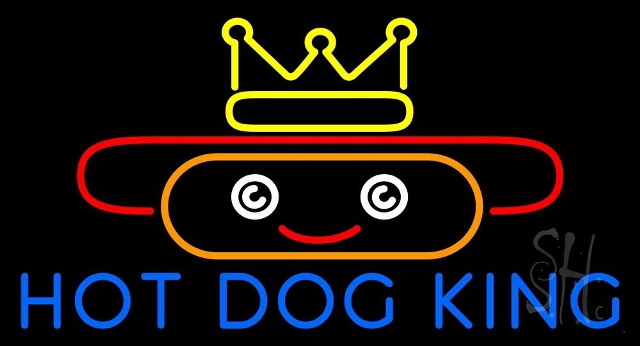 Sign Store N105-4685-clear 37 x 1 x 20 in. Hot Dog King Neon Sign - Yellow- Orange- Red- White And Blue