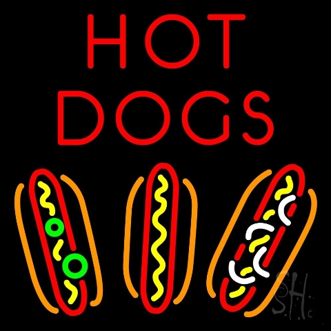 Sign Store N105-4699-clear 24 x 1 x 24 in. Hot Dogs Neon Sign - Red- Yellow- Green- Orange And White