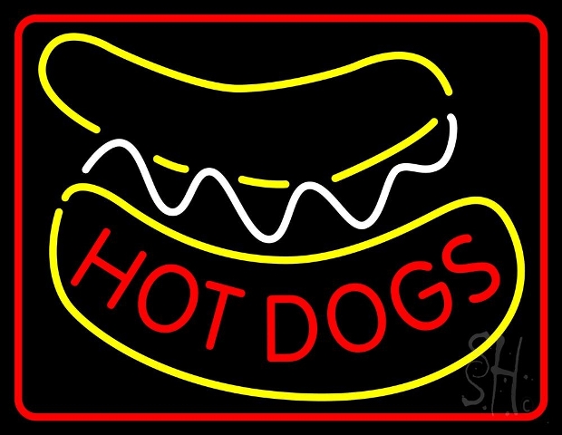 Sign Store N105-4700-clear 31 x 1 x 24 in. Hot Dogs With Border Neon Sign - Red- Yellow And White