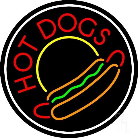 Sign Store N105-4703-clear 26 x 1 x 26 in. Hot Dogs Circle Neon Sign - Red- Orange- Green- Yellow And White