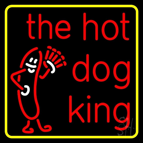 Sign Store N105-4721-clear 24 x 1 x 24 in. The Hot Dog King With Border Neon Sign - Red- Yellow And White