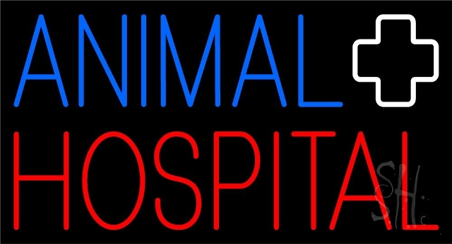 Sign Store N105-4737-clear 37 x 1 x 20 in. Animal Hospital With Logo Neon Sign - Red- Blue And White