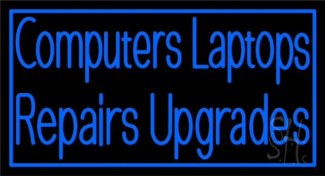 Sign Store N105-4773-clear 37 x 1 x 20 in. Computers Laptops Repairs Upgrades With Border Neon Sign - Blue