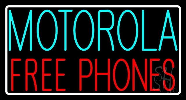 Sign Store N105-4782-clear 37 x 1 x 20 in. Motorola Free Phone Neon Sign - Red- White And Turquoise
