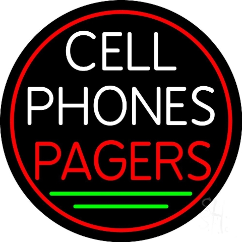 Sign Store N105-4809-clear 26 x 1 x 26 in. Cell Phones Pagers Neon Sign - Green- Red And White
