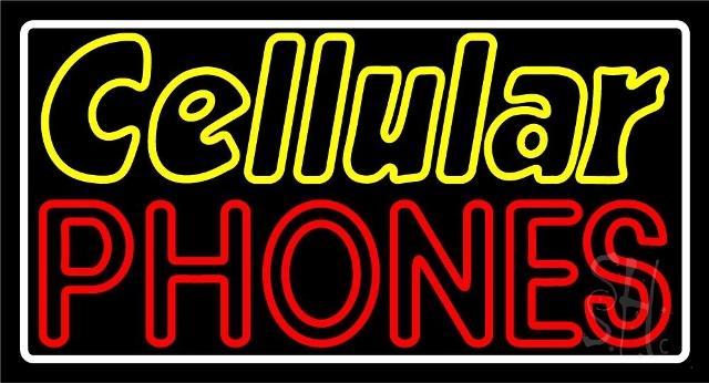 Sign Store N105-4816-clear 37 x 1 x 20 in. Cellular Phones Neon Sign - Yellow- White And Red-