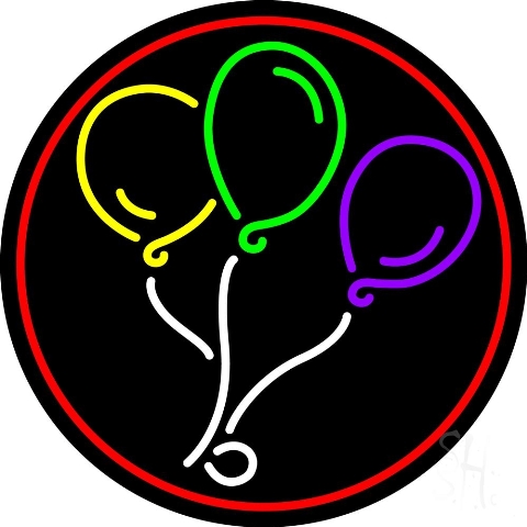 Sign Store N105-4818-clear 26 x 1 x 26 in. Circle Balloon Logo Neon Sign - Red- Yellow- Green- Purple And White