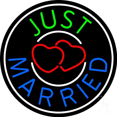 Sign Store N105-4820-clear 26 x 1 x 26 in. Circle Just Married Neon Sign - Red- Green- Blue And White