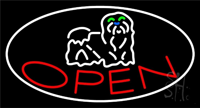Sign Store N105-4862-clear 37 x 1 x 20 in. Dog Open Neon Sign - White- Green- Blue And Red