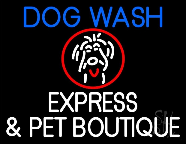 Sign Store N105-4874-clear 31 x 1 x 24 in. Dog Wash Express & Pet Boutique Neon Sign - Blue- Red And White