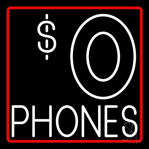 Sign Store N105-4899-clear 24 x 1 x 24 in. Free Phones Neon Sign - Red And White