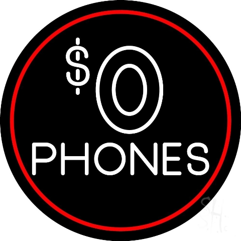 Sign Store N105-4900-clear 26 x 1 x 26 in. Free Phones Neon Sign - Red And White
