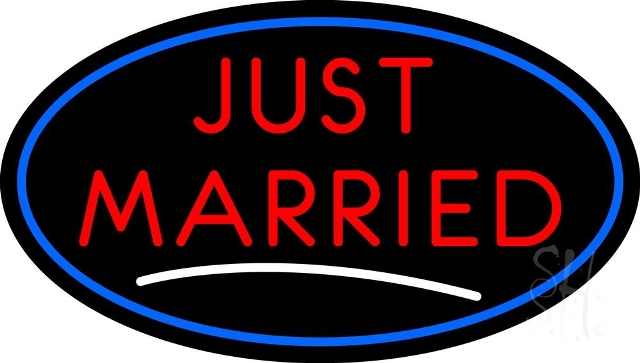 Sign Store N105-4949-clear 30 x 1 x 17 in. Oval Just Married Neon Sign - Red- White And Blue